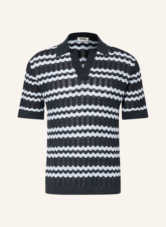 DRYKORN Strikket poloshirt LAURENZZO Regular Fit MØRKEBLÅ / LYSEBLÅ