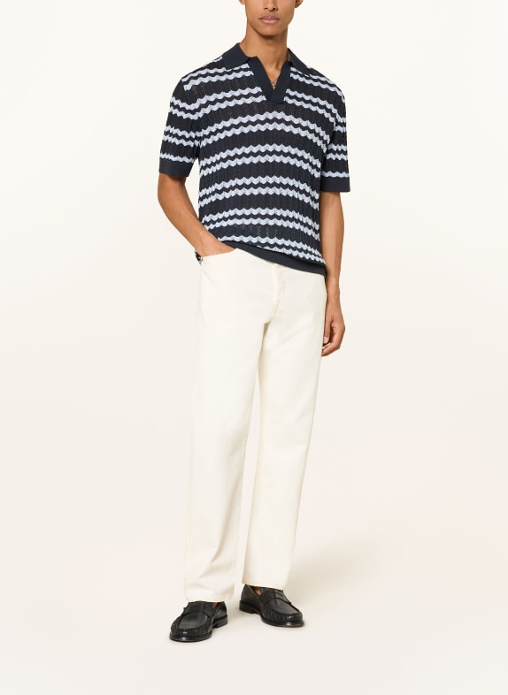 DRYKORN Strikket poloshirt LAURENZZO Regular Fit MØRKEBLÅ / LYSEBLÅ