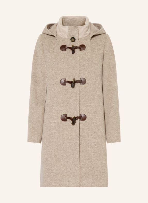 ICONS CINZIA ROCCA Dufflecoat z kombinace materiálů ŠEDÁ / TMAVĚ HNĚDÁ