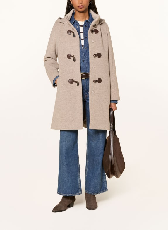 ICONS CINZIA ROCCA Duffle-coat en mélange de matières GRIS / MARRON FONCÉ