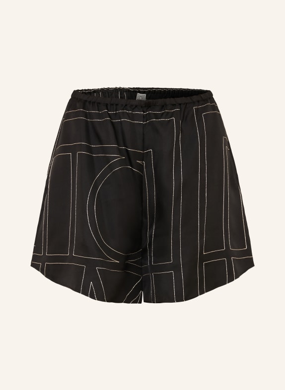 TOTEME Pantaloni scurți din mătase NEGRU