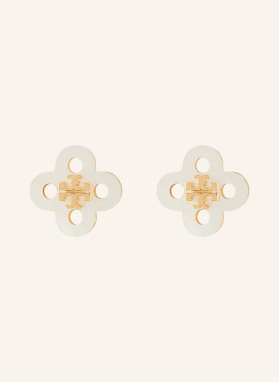 TORY BURCH Náušnice FORGET ME NOT CLOVER ZLATÁ / BÍLÁ