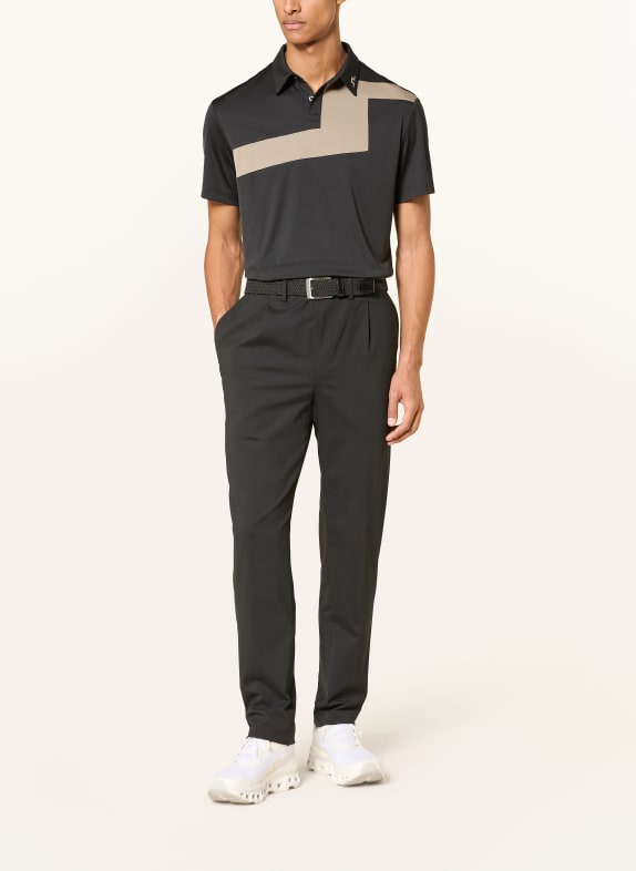 J.LINDEBERG Tricou polo din jersey NEGRU / KAKI