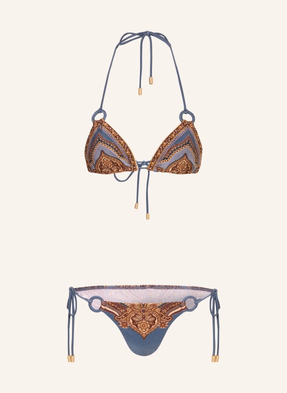 ZIMMERMANN Trojúhelníkové bikiny MAHON ČERNOŠEDÁ / HNĚDÁ / BÉŽOVÁ
