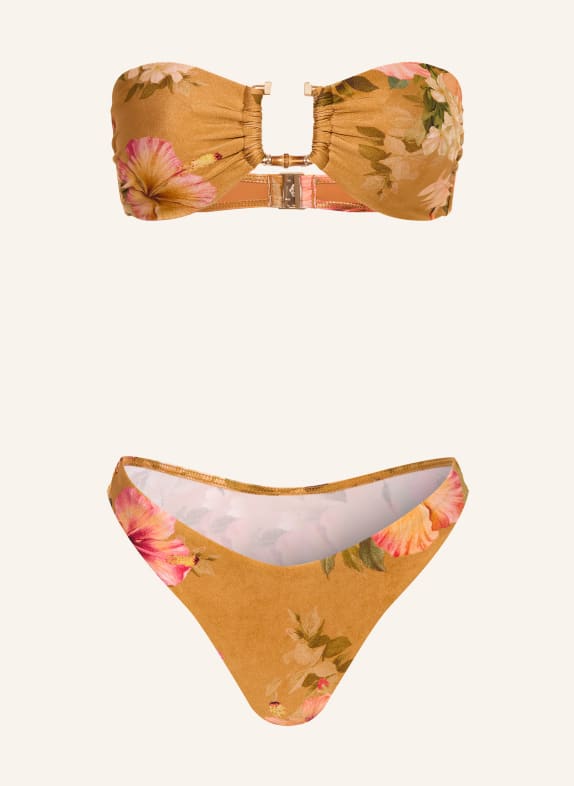 ZIMMERMANN Bikiny s bandeau MAHON BAMBOO TMAVĚ ŽLUTÁ / TMAVĚ ORANŽOVÁ / ZELENÁ