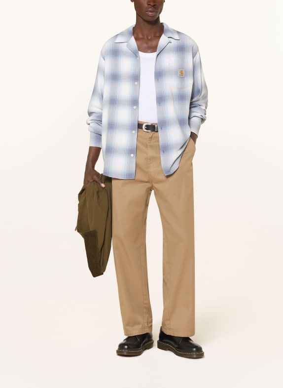 carhartt WIP Skjorta TYERS Comfort Fit BLÅ / LJUSBLÅ / VIT