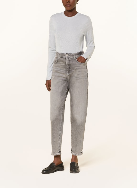 MARC CAIN T-shirt met lange mouwen met glittergaren 812 vapor blue