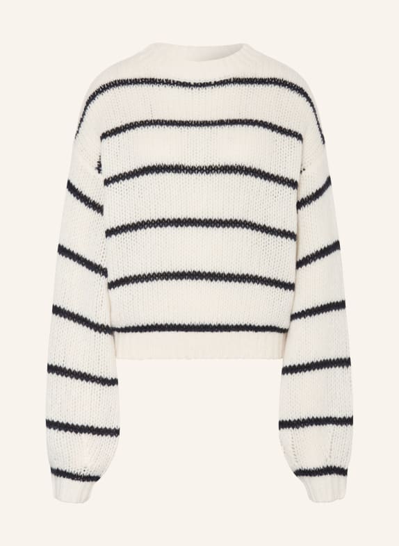 LISA YANG SABELLE Sweater with Cashmere WHITE / DARK BLUE