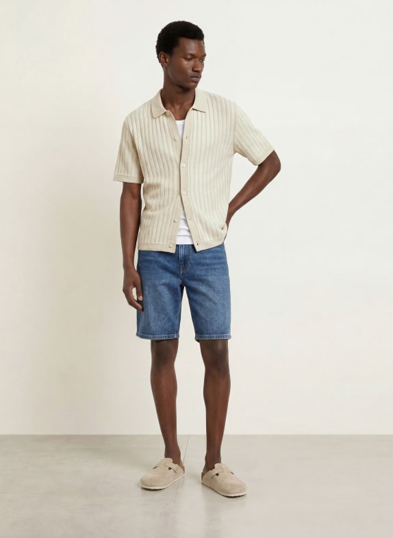 BOSS Gebreid overhemd KODD Regular Fit BEIGE