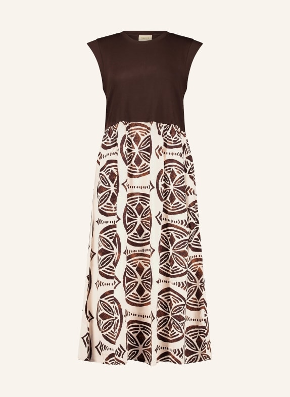 CARTOON Kleid im Materialmix DUNKELBRAUN / ECRU
