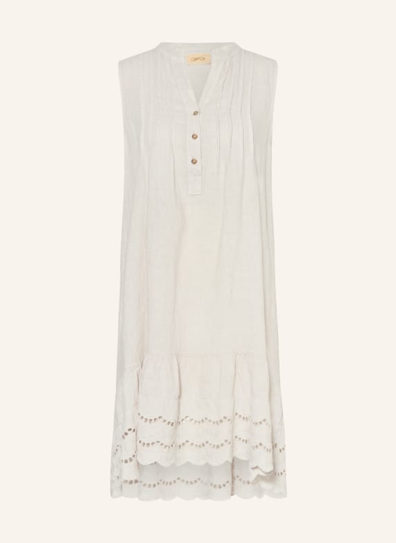 CARTOON Linen dress with eyelet lace LIGHT GRAY