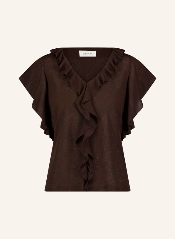 CARTOON Blusenshirt mit Volants DUNKELBRAUN