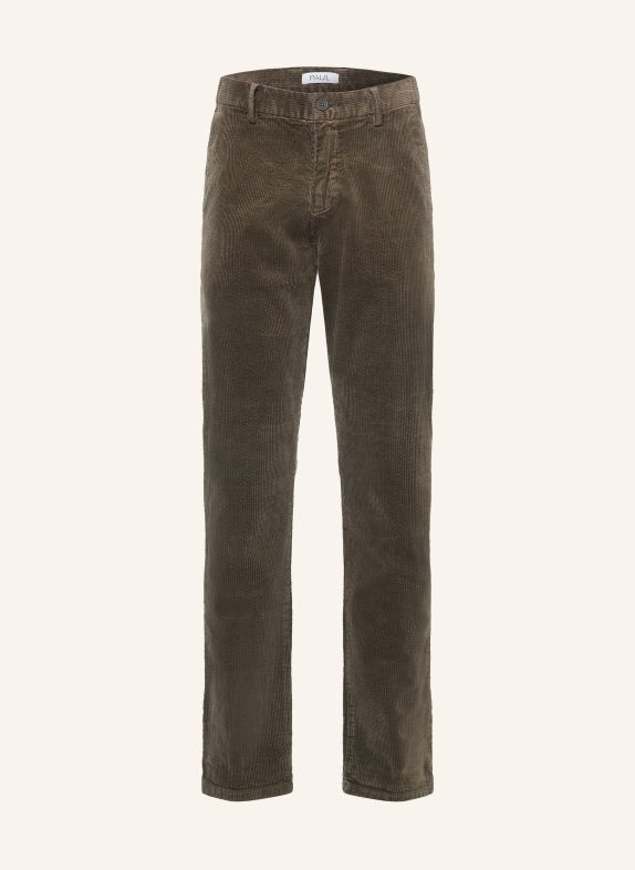 PAUL Pantalon en velours côtelé, coupe classique OLIVE