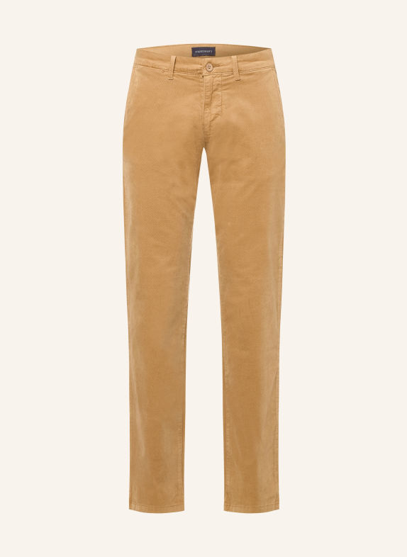 STROKESMAN'S Aksamitne spodnie chino o kroju slim fit BEŻOWY