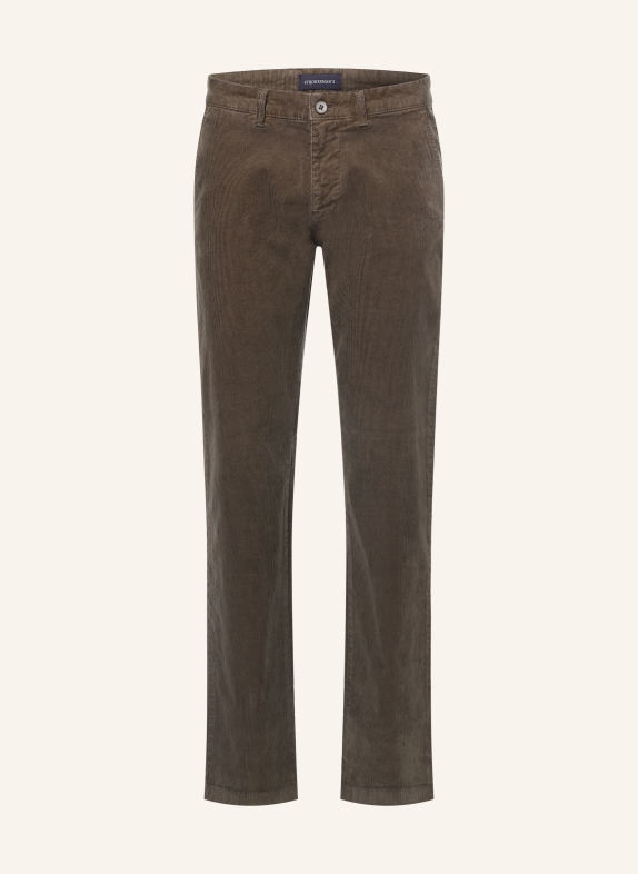 STROKESMAN'S Spodnie z sztruksu o kroju slim fit OLIWKOWY