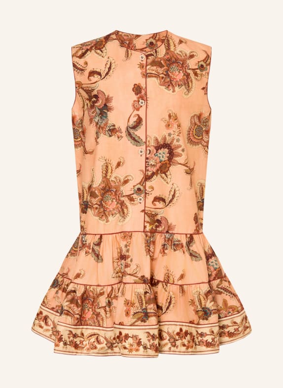 ZIMMERMANN Robe ASTER à volants ORANGE / MARRON / VERT