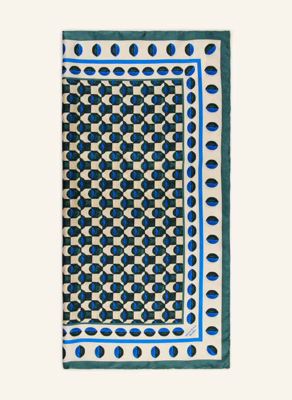 WEEKEND Max Mara ONESTO Silk Scarf BEIGE / DARK GREEN / BLUE
