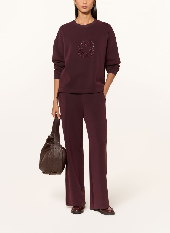 ELENA MIRO Sweatshirt met sierstenen DONKERROOD
