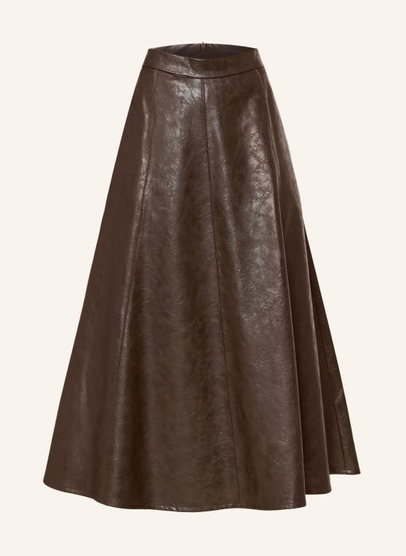 ELENA MIRO Jupe aspect cuir MARRON FONCÉ