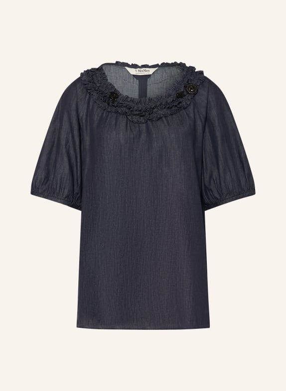 S Max Mara CATIA-blouse in jeanslook met sierstenen DONKERBLAUW