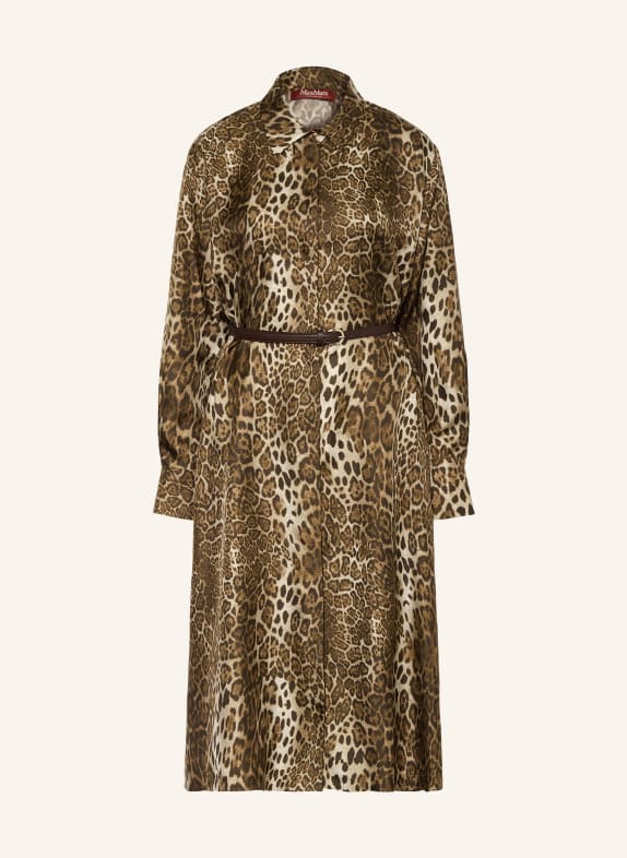 Max Mara STUDIO Hemdblusenkleid VIGILE aus Seide BRAUN / HELLBRAUN / DUNKELBRAUN