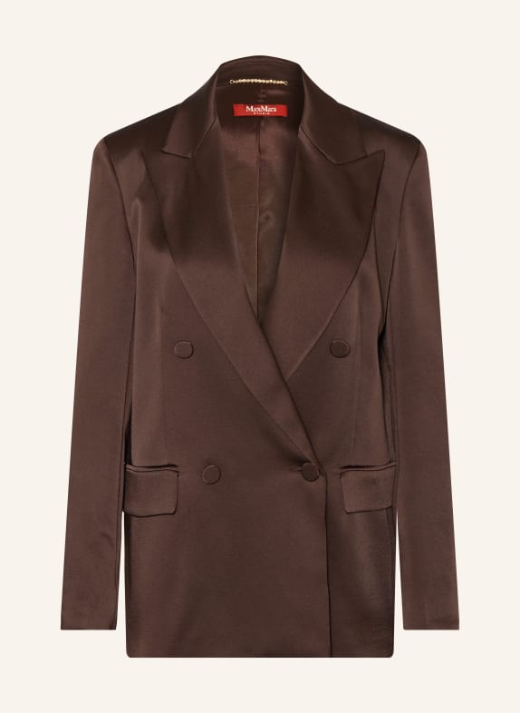 Max Mara STUDIO Blazer en satin ARCA MARRON FONCÉ