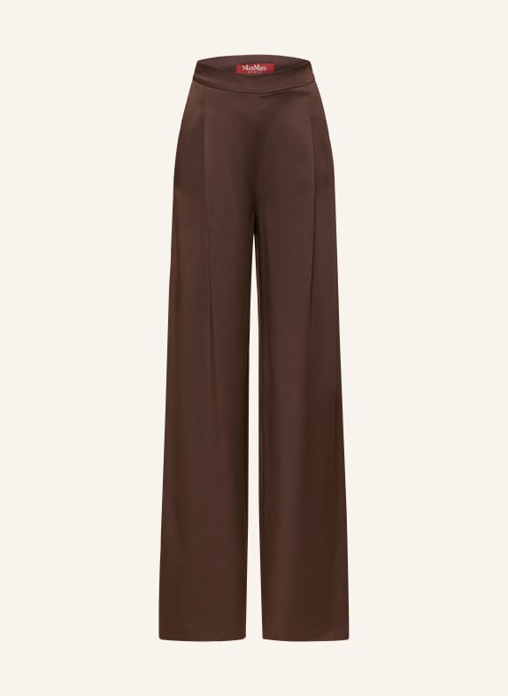 Max Mara STUDIO Marlenehose ALPACA aus Satin DUNKELBRAUN