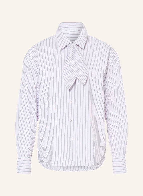 darling harbour Shirt-style blouse with detachable bow tie white / bordeaux stripes