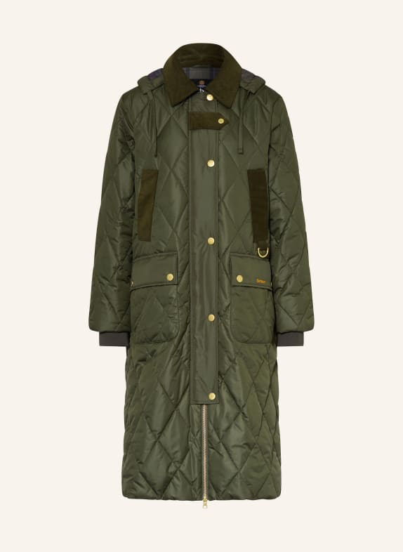 Barbour RUDSON quilted coat in a mix of materials GREEN