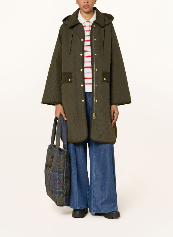 Barbour Gewatteerde jas RAVENSDEN QUILT met afneembare capuchon KAKI