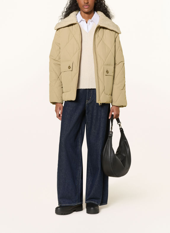 Barbour EVA-gewatteerde jas met imitatiebont BEIGE