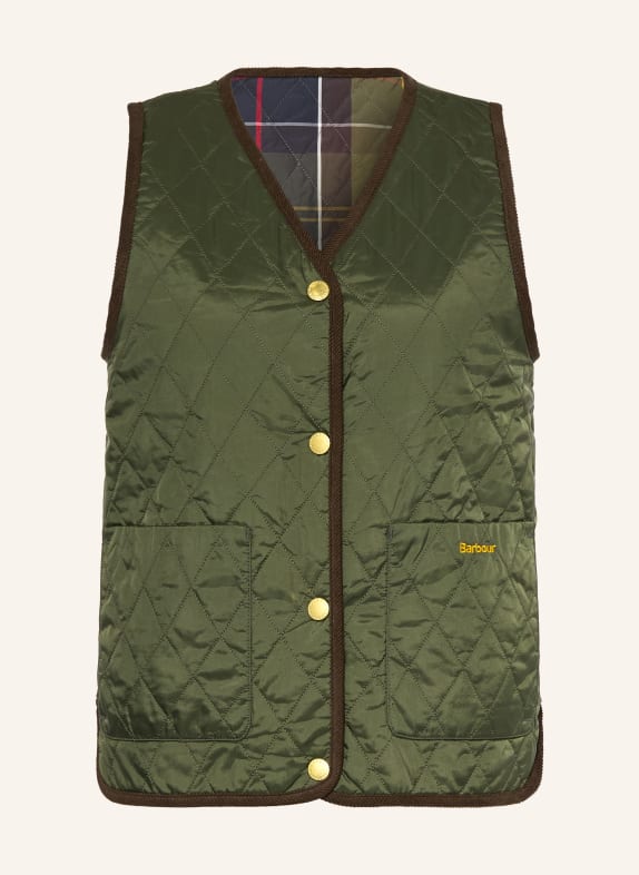 Barbour ICONS LINER Reversible Quilted Vest KHAKI / RED / YELLOW