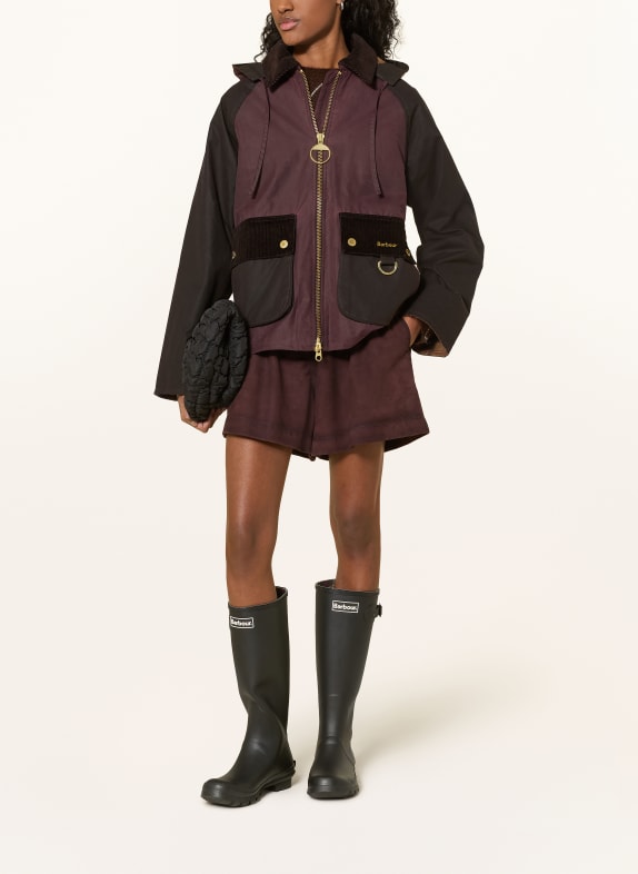 Barbour CARVILLE jacket with detachable hood DARK PURPLE / DARK BROWN / BLACK