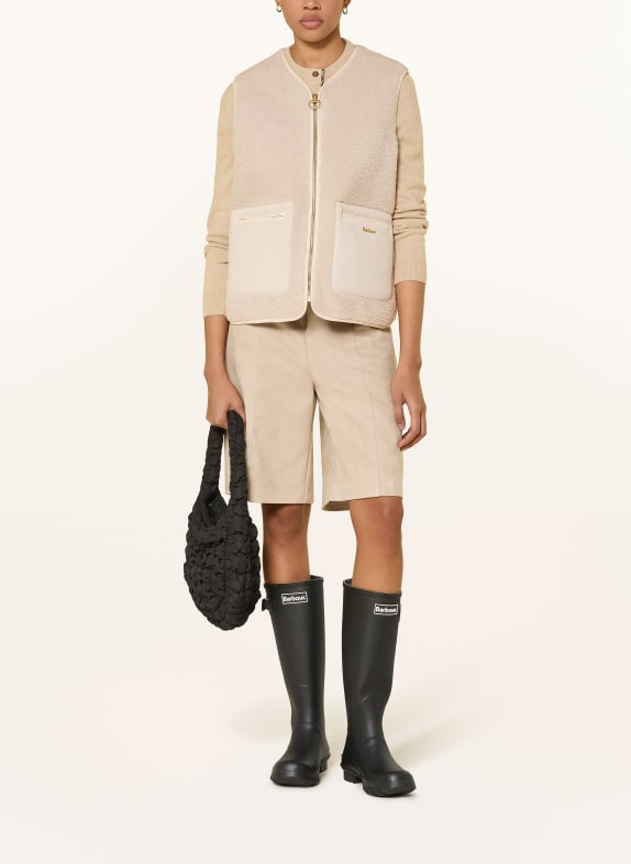Barbour Teddyfell-Weste BAINFORD im Materialmix HELLBRAUN / CREME