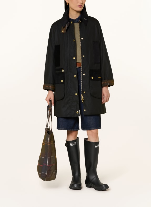 Barbour Parka ICON SCHWARZ / ORANGE / DUNKELGRÜN