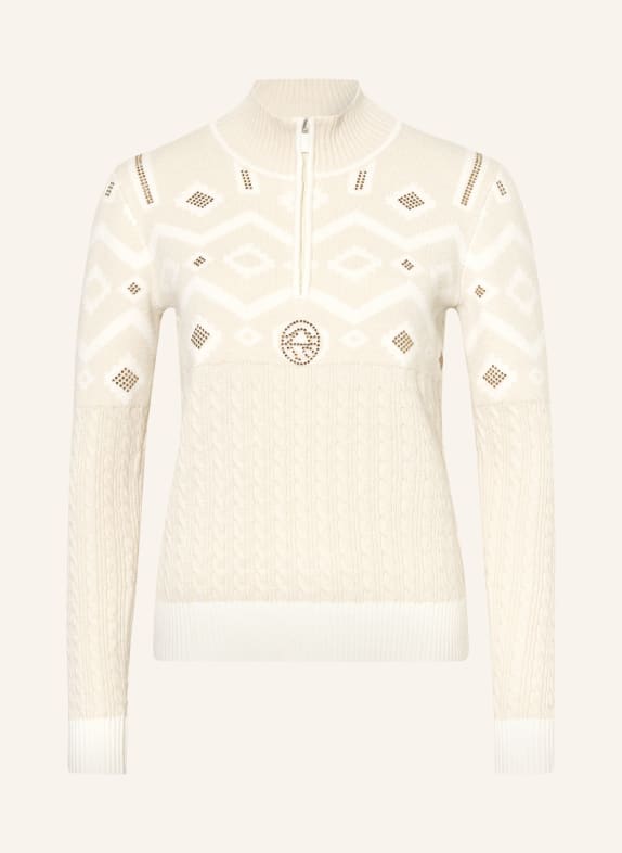 SPORTALM Pull à col roulé orné de pierres décoratives BEIGE / OR / CRÈME