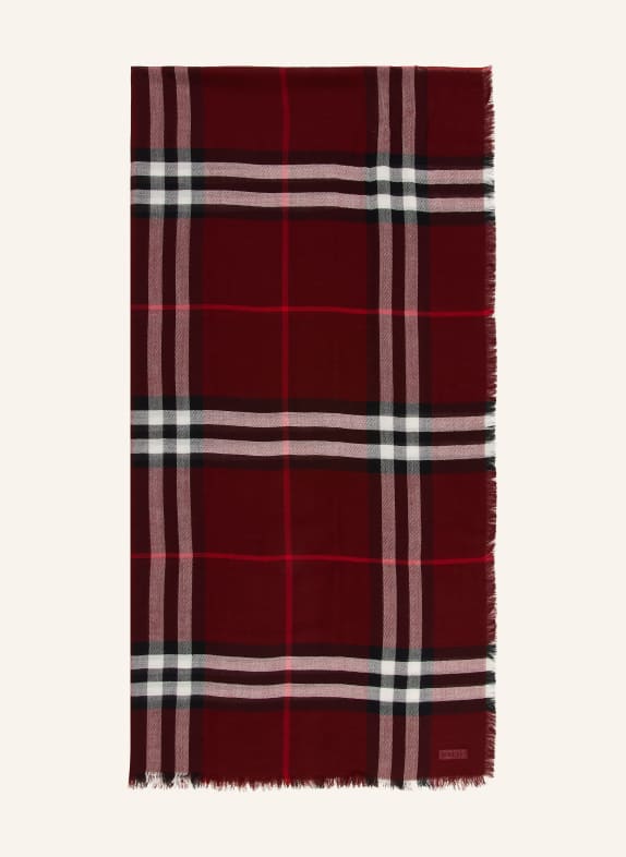 BURBERRY Schal DUNKELROT / WEISS / SCHWARZ