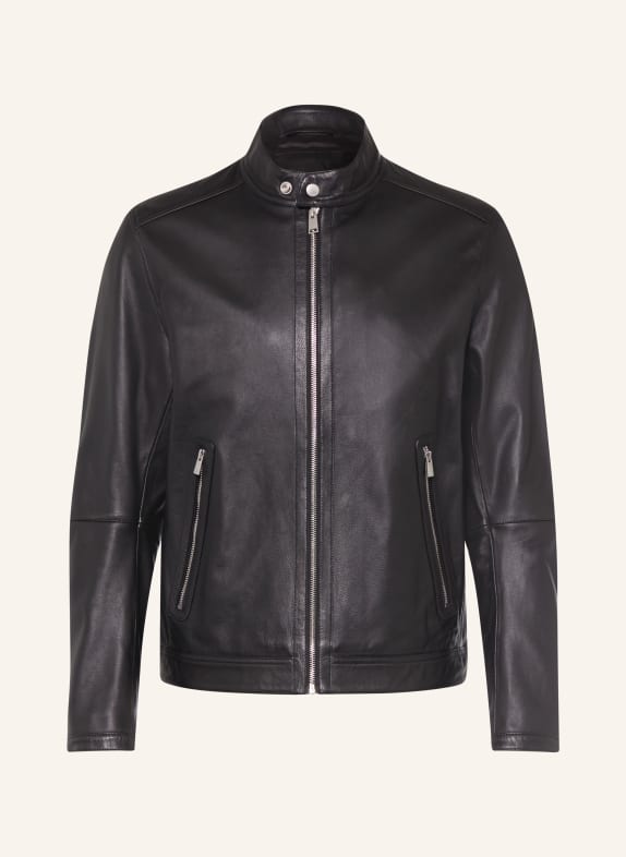 BOSS MANSELL Leather Jacket BLACK