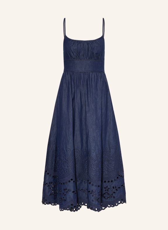 ZIMMERMANN Rochie din denim MAHON cu dantelă perforată ALBASTRU ÎNCHIS