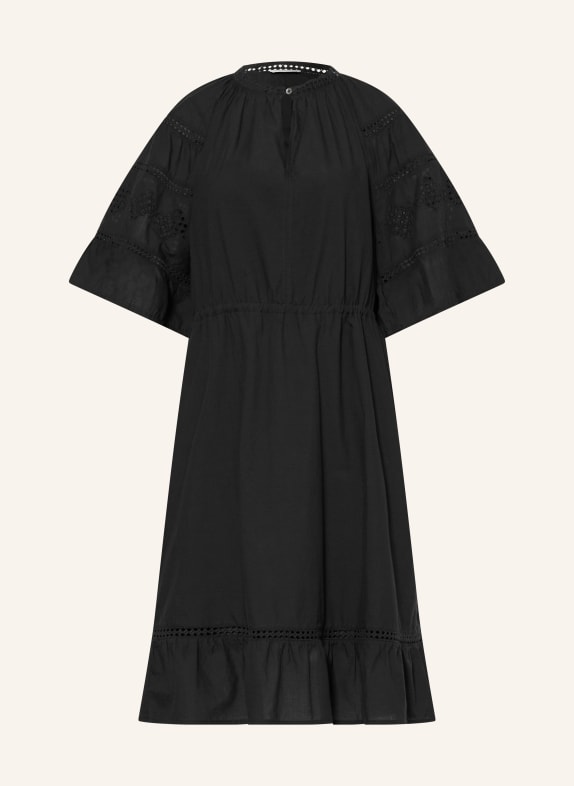Marc O'Polo Kleid mit Lochspitze und Rüschen SCHWARZ