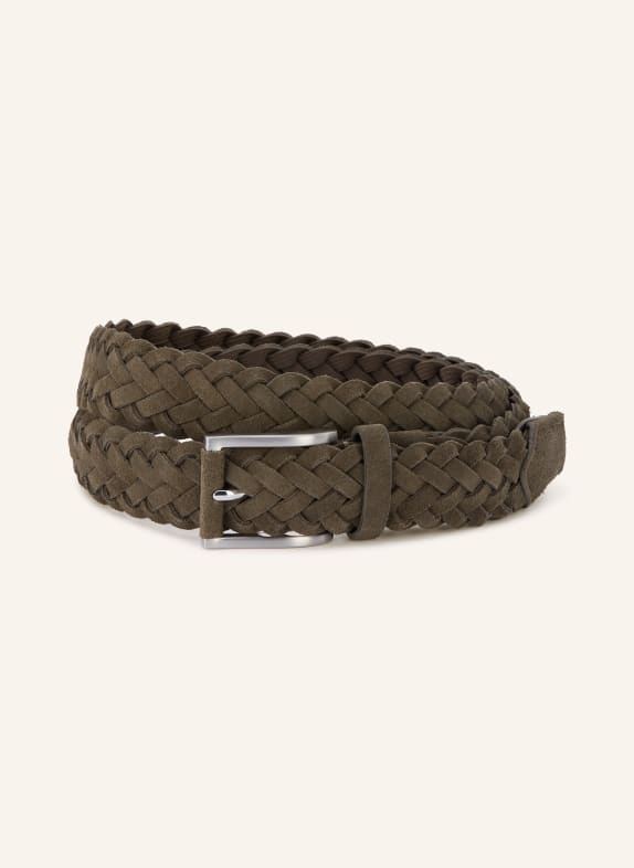 STROKESMAN'S Ceinture tressée KAKI / ARGENT