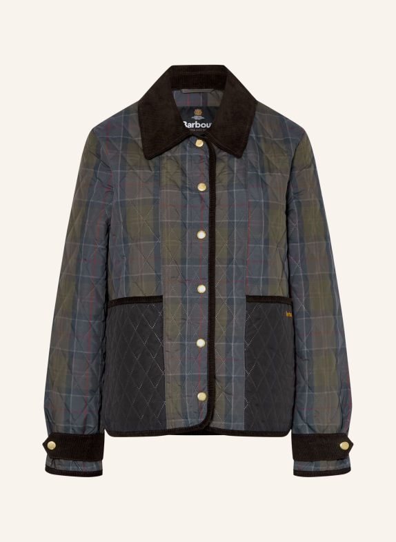 Barbour Steppjacke AINSDALE im Materialmix DUNKELGRAU / ROT / KHAKI