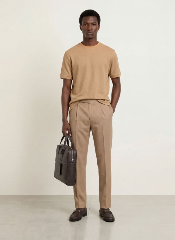 BOSS T-shirt TAUT i piqué BEIGE