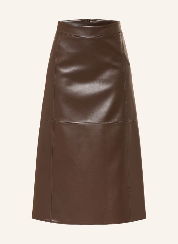 S Max Mara Jupe CRISMA aspect cuir MARRON FONCÉ