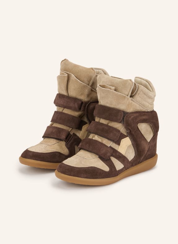 ISABEL MARANT Vysoké tenisky BEKETT TMAVĚ HNĚDÁ / SVĚTLE HNĚDÁ / BÉŽOVÁ
