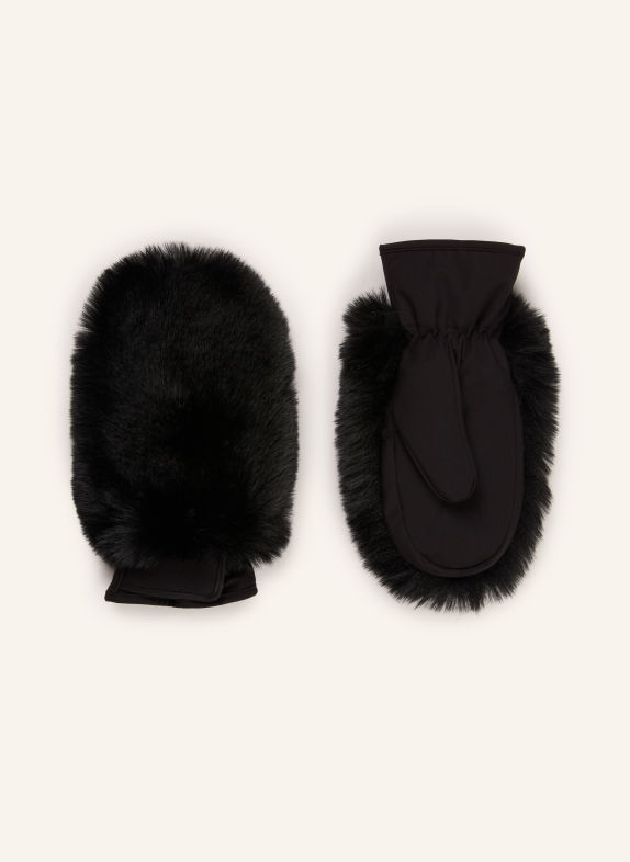 MRS & HUGS Mănuși fără degete din blană artificială NEGRU