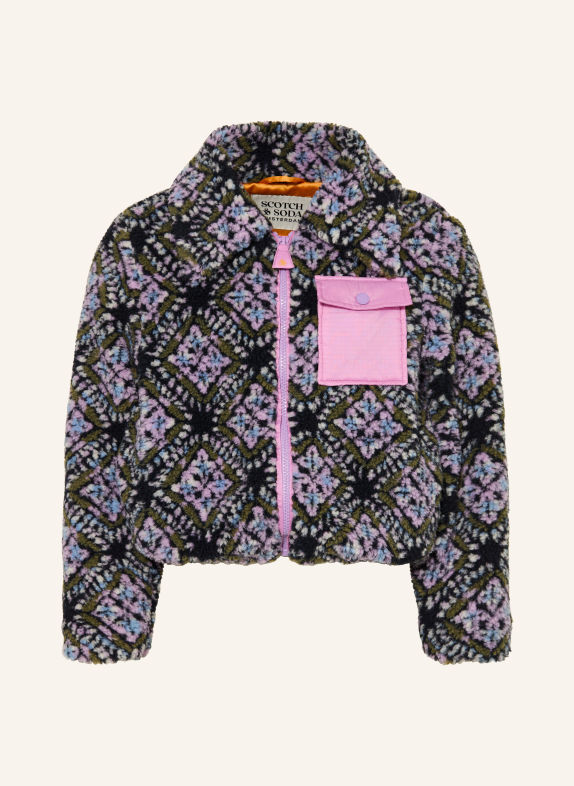 SCOTCH & SODA Veste en fourrure synthétique BLEU FONCÉ / LILAS CLAIR / OLIVE
