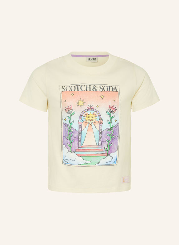 SCOTCH & SODA T-Shirt ECRU / HELLORANGE / GRÜN