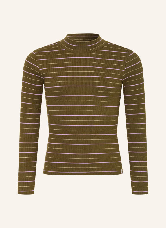 SCOTCH & SODA Longsleeve mit Glitzergarn OLIV / GOLD / HELLLILA