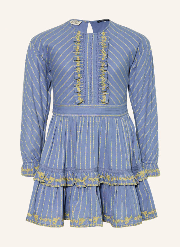 SCOTCH & SODA Jurk met ruches en glinsterend garen BLAUWGRIJS / ZILVER / LICHTGROEN